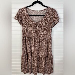 See You Monday Brown Cheetah Print Dress Large Girl Juniors